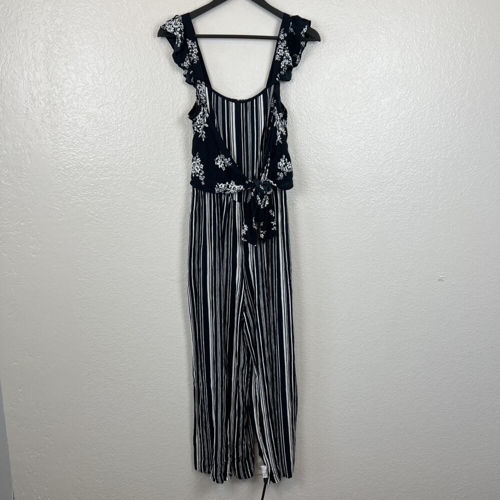 Altar'd‎ State Jumpsuit Womens Medium Blue Striped Boho Wide Leg Vacation Summer